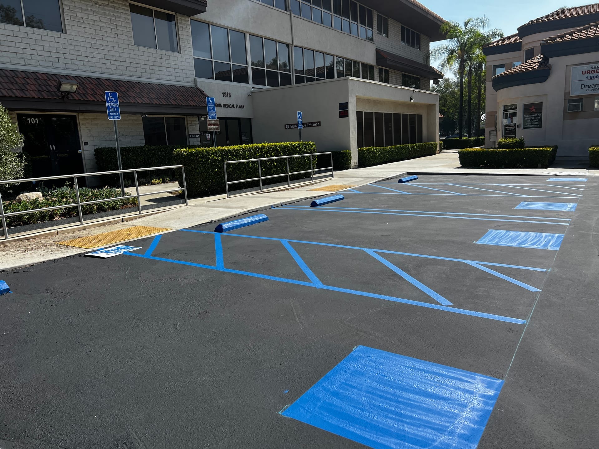 Blue ADA parking markings