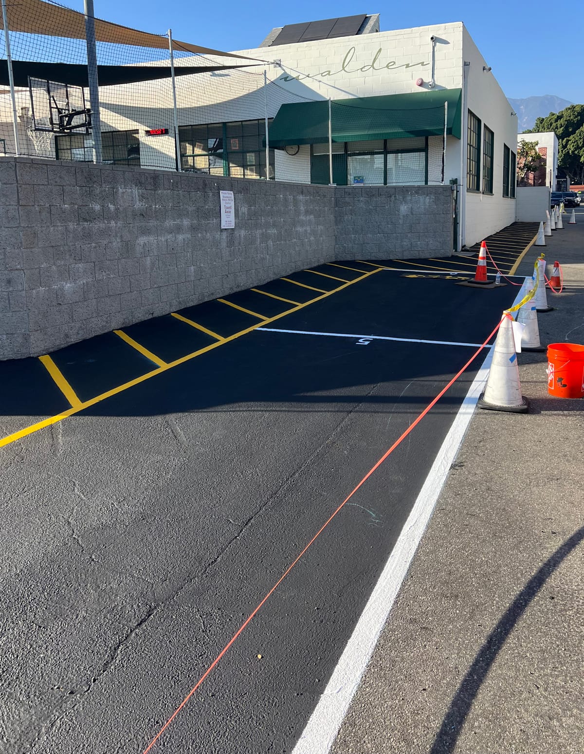 Parking lot after striping