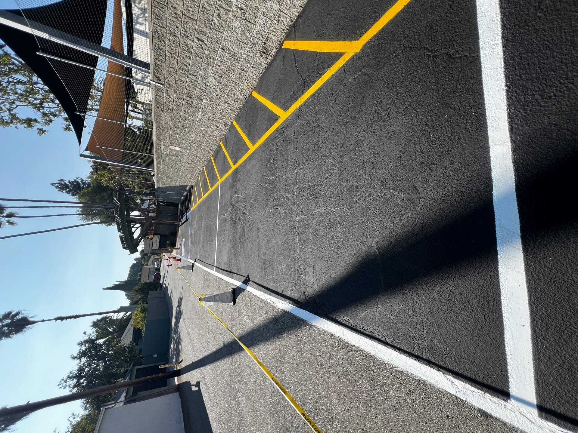 Parking lot lane markings