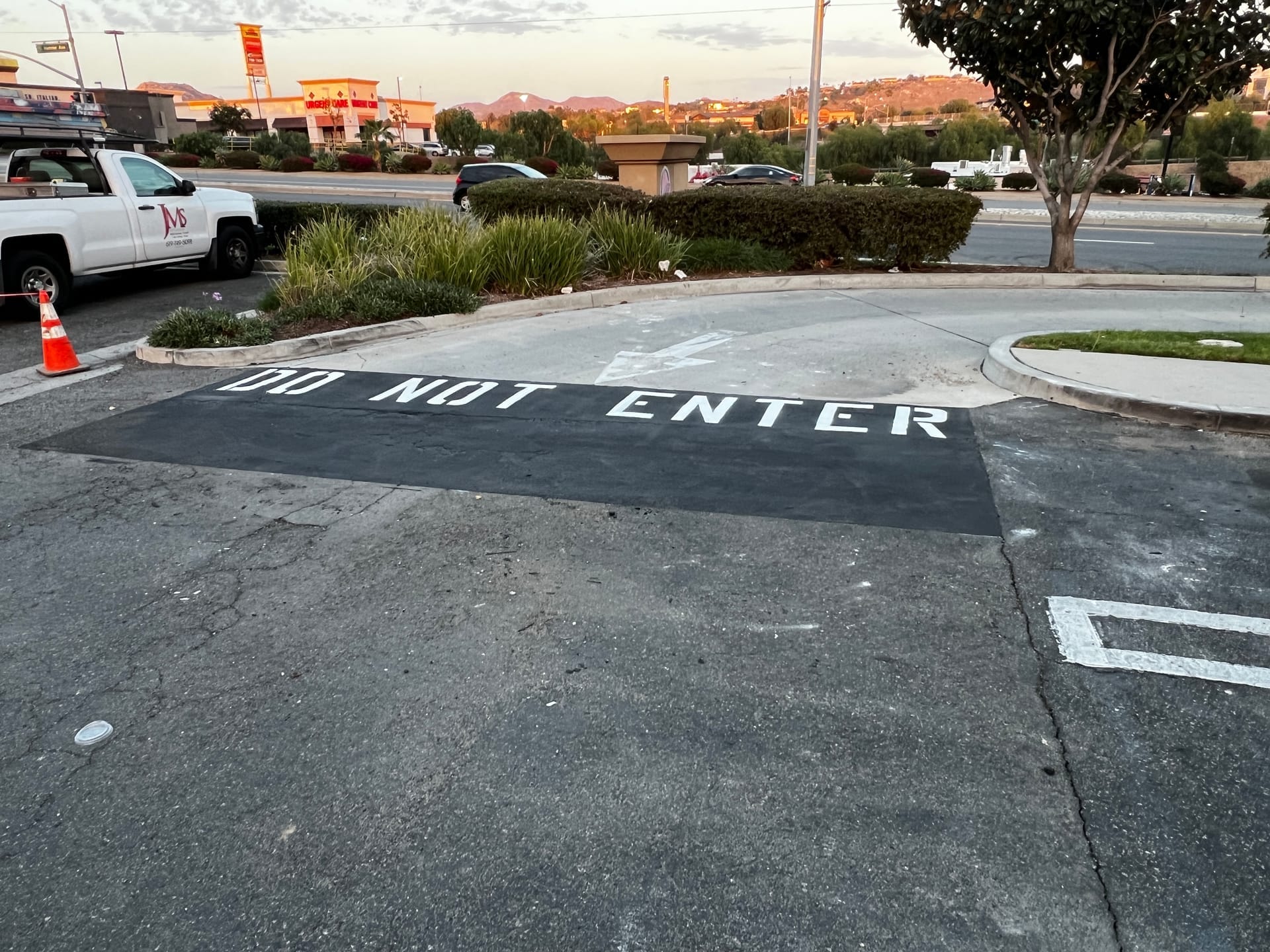 Fresh parking lot lines