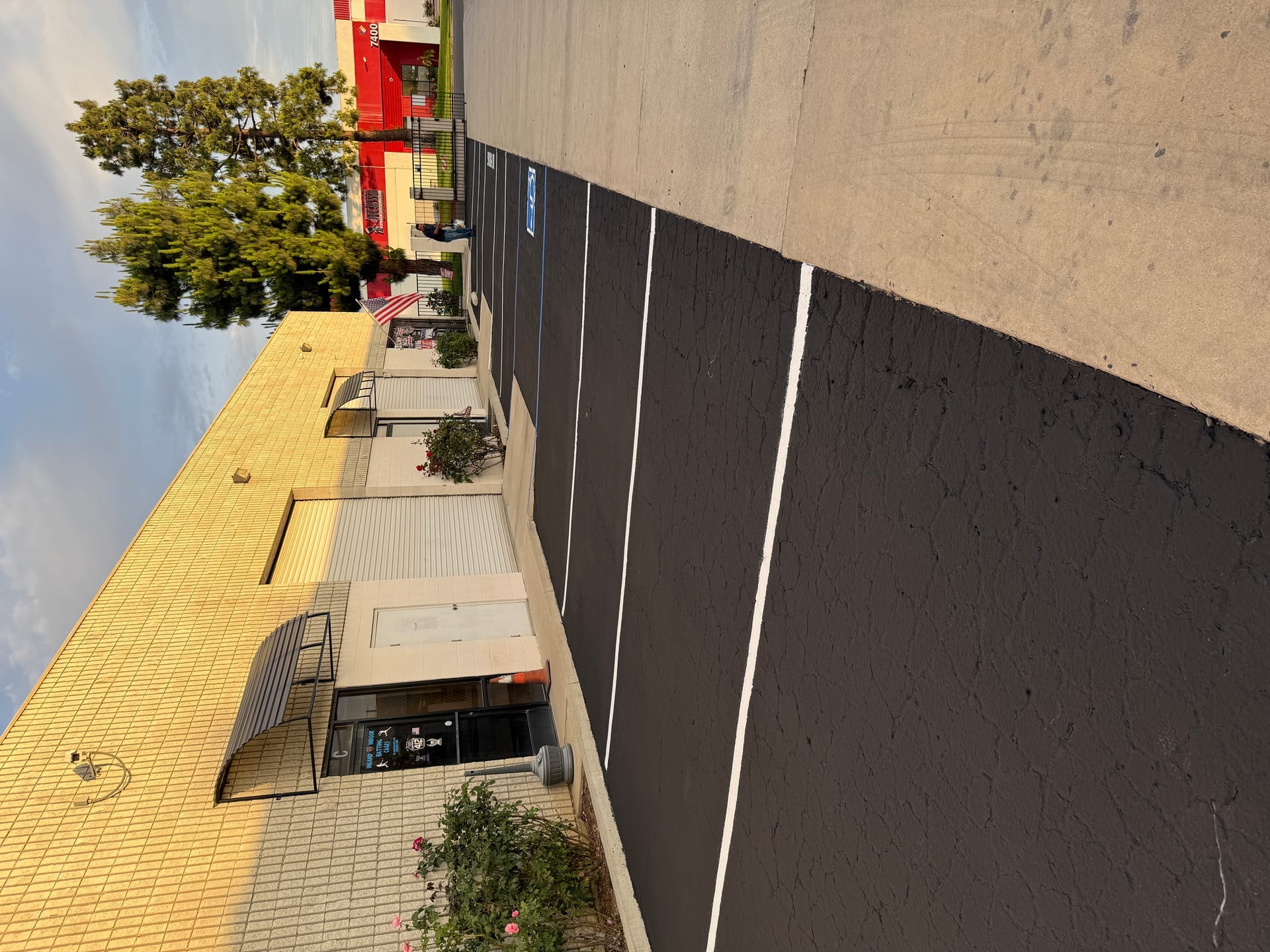 Parking space line striping
